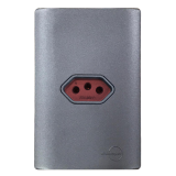 Conjunto Tomada 20A Horizontal Vermelho 4x2 - Novara Preto Grafite Total